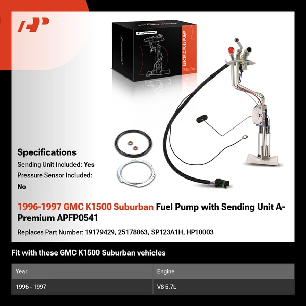1996-1997 GMC K1500 Suburban Fuel Pump with Sending Unit A-Premium APFP0541
