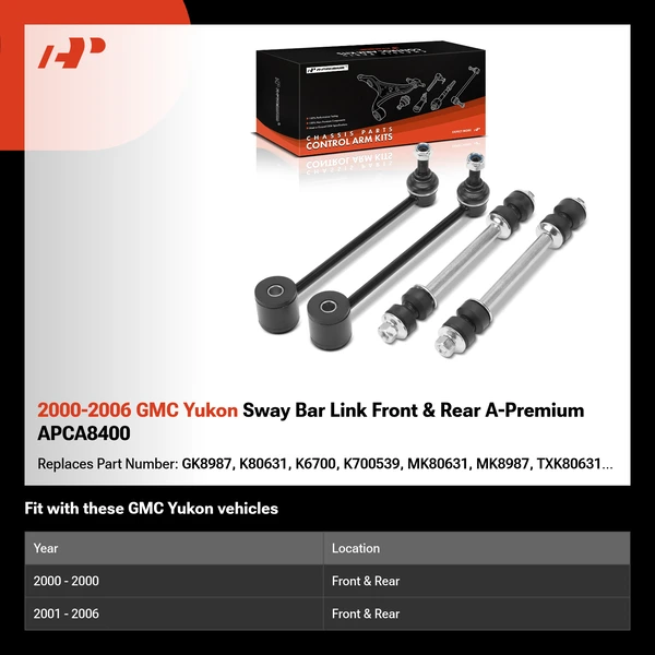 2000-2006 GMC Yukon Sway Bar Link Front & Rear A-Premium APCA8400