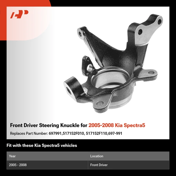 Front Driver Steering Knuckle for 2005-2008 Kia Spectra5