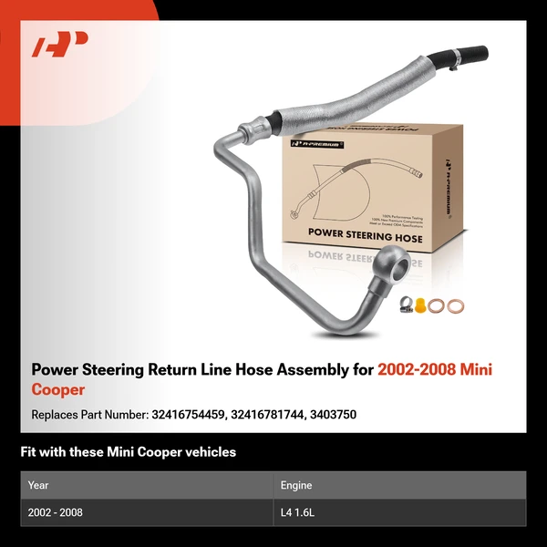 Power Steering Return Line Hose Assembly for 2002-2008 Mini Cooper