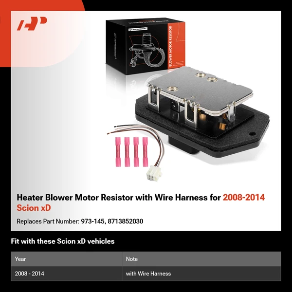 Heater Blower Motor Resistor with Wire Harness for 2008-2014 Scion xD