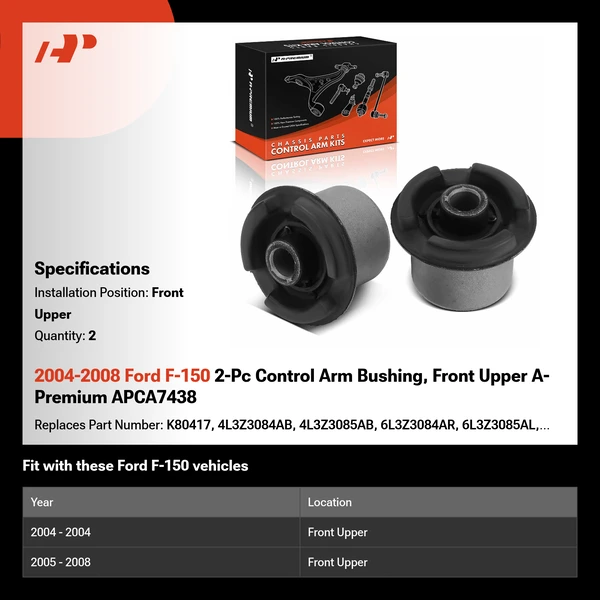 2004-2008 Ford F-150 2-Pc Control Arm Bushing, Front Upper A-Premium APCA7438