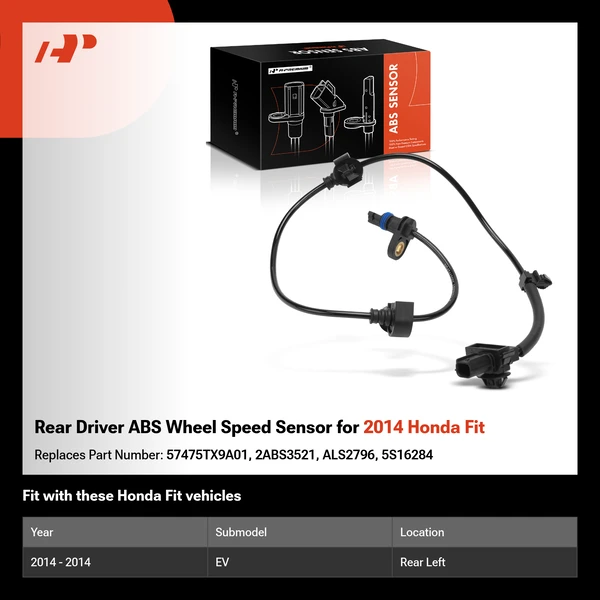 Rear Driver ABS Wheel Speed Sensor for 2014 Honda Fit