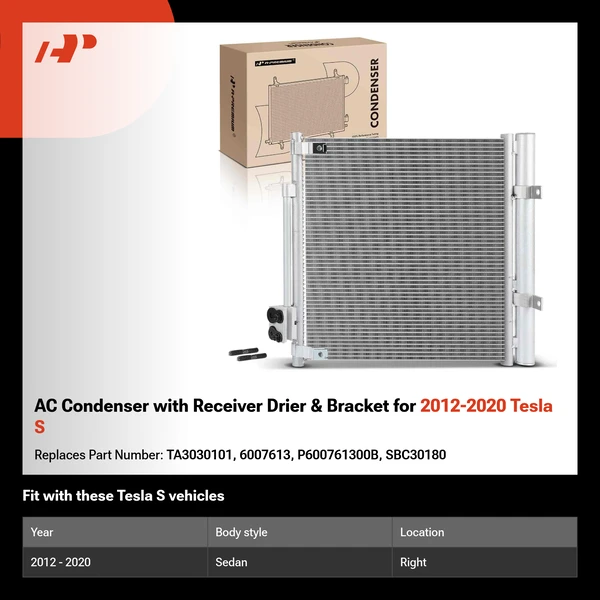 AC Condenser with Receiver Drier & Bracket for 2012-2020 Tesla S