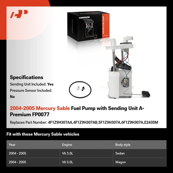 2004-2005 Mercury Sable Fuel Pump with Sending Unit A-Premium FP0077