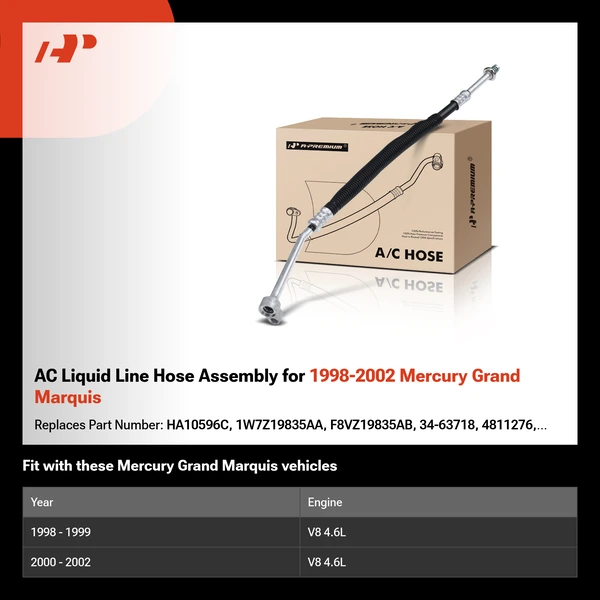AC Liquid Line Hose Assembly for 1998-2002 Mercury Grand Marquis
