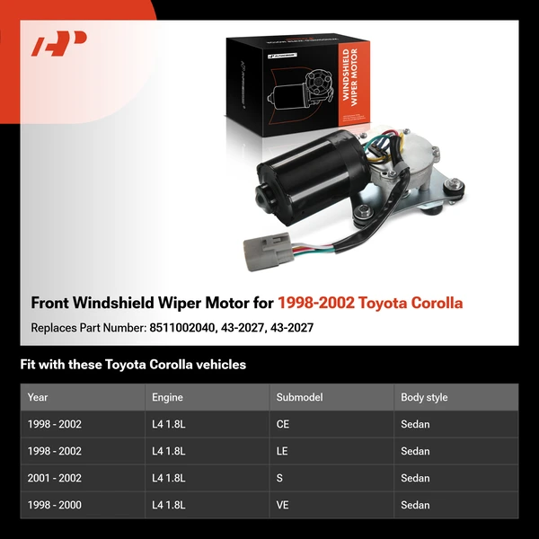 Front Windshield Wiper Motor for 1998-2002 Toyota Corolla