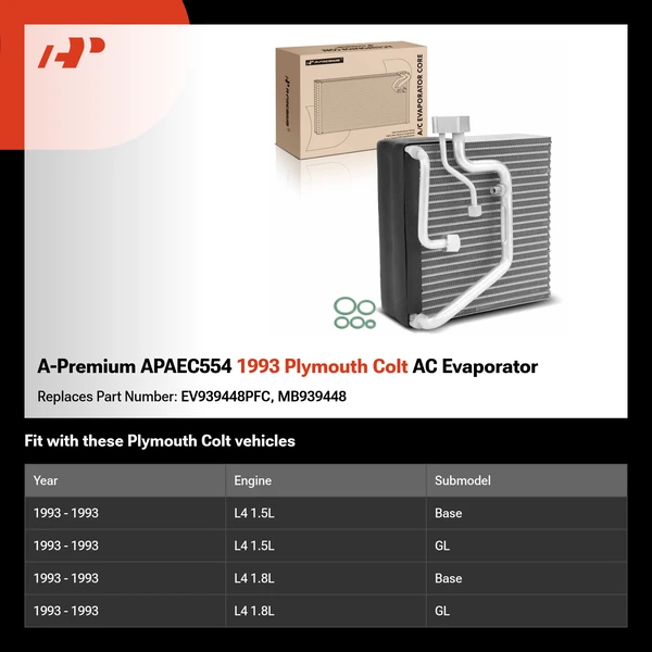 A-Premium APAEC554 1993 Plymouth Colt AC Evaporator