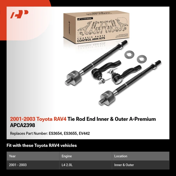 2001-2003 Toyota RAV4 Tie Rod End Inner & Outer A-Premium APCA2398