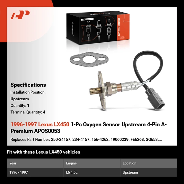 1996-1997 Lexus LX450 1-Pc Oxygen Sensor Upstream 4-Pin A-Premium APOS0053