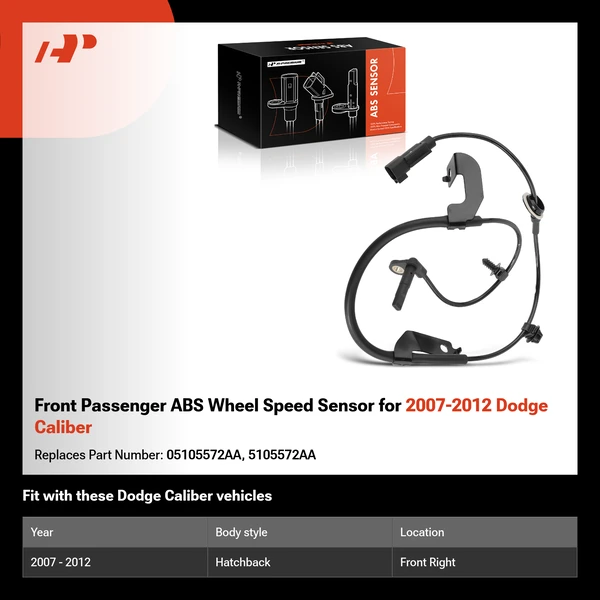 Front Passenger ABS Wheel Speed Sensor for 2007-2012 Dodge Caliber