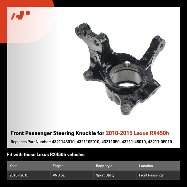 Front Passenger Steering Knuckle for 2010-2015 Lexus RX450h