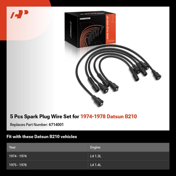 5 Pcs Spark Plug Wire Set for 1974-1978 Datsun B210