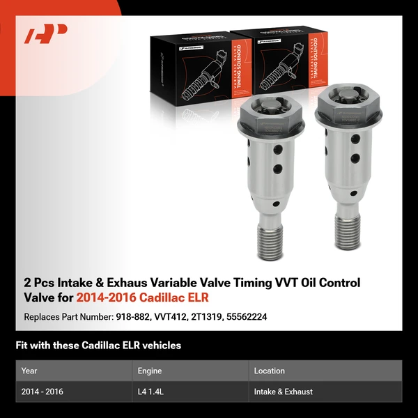 2 Pcs Intake & Exhaus Variable Valve Timing VVT Oil Control Valve for 2014-2016 Cadillac ELR