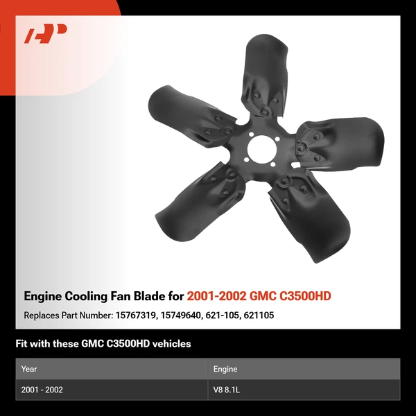 Engine Cooling Fan Blade for 2001-2002 GMC C3500HD