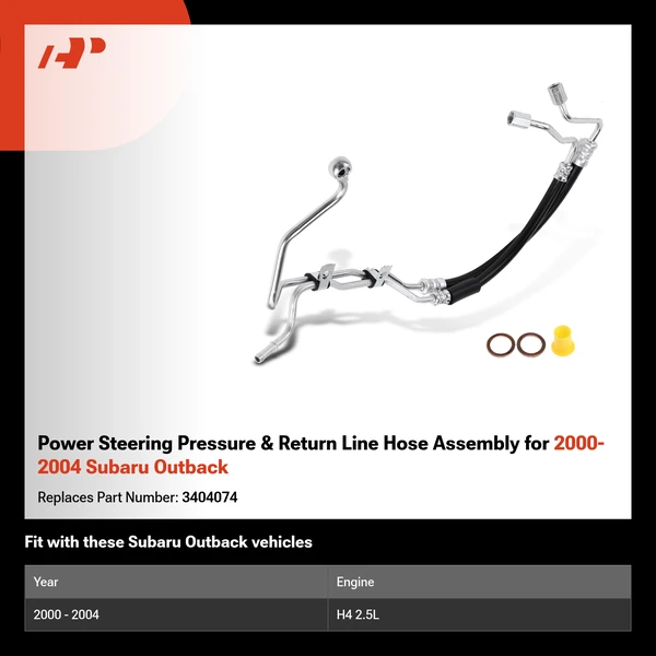 Power Steering Pressure & Return Line Hose Assembly for 2000-2004 Subaru Outback