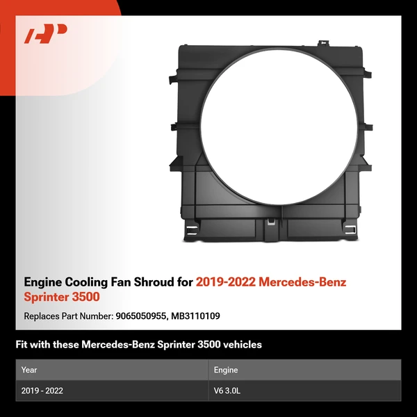 Engine Cooling Fan Shroud for 2019-2022 Mercedes-Benz Sprinter 3500