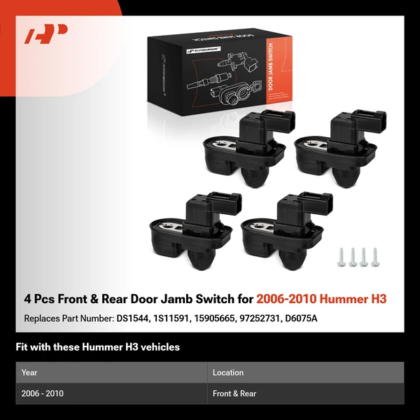 4 Pcs Front & Rear Door Jamb Switch for 2006-2010 Hummer H3