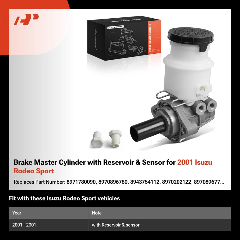 Brake Master Cylinder with Reservoir & Sensor for 2001 Isuzu Rodeo Sport