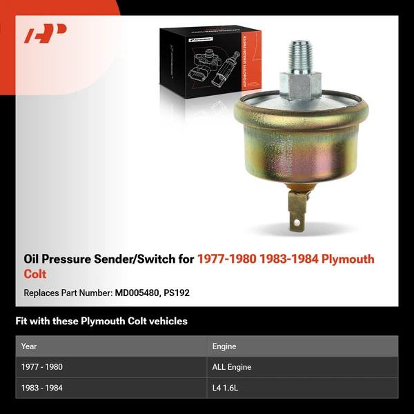Oil Pressure Sender/Switch for 1977-1980 1983-1984 Plymouth Colt