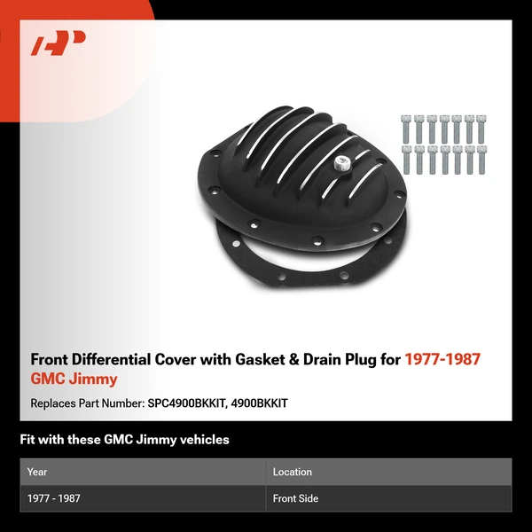 Front Differential Cover with Gasket & Drain Plug for 1977-1987 GMC Jimmy
