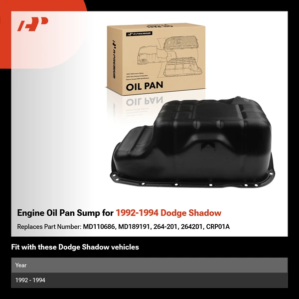 Engine Oil Pan Sump for 1992-1994 Dodge Shadow