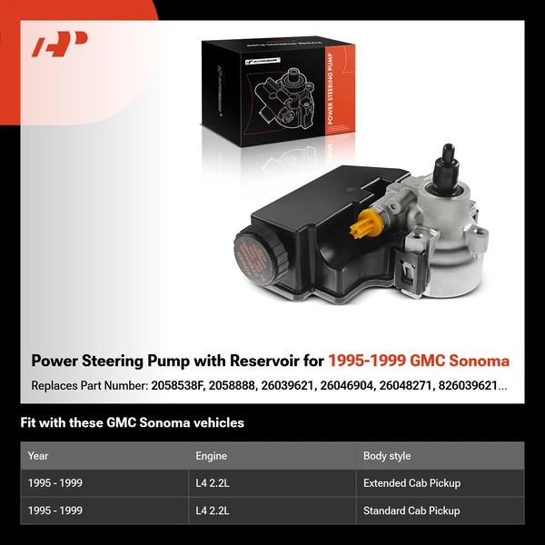 Power Steering Pump with Reservoir for 1995-1999 GMC Sonoma
