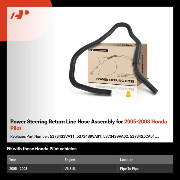 Power Steering Return Line Hose Assembly for 2005-2008 Honda Pilot
