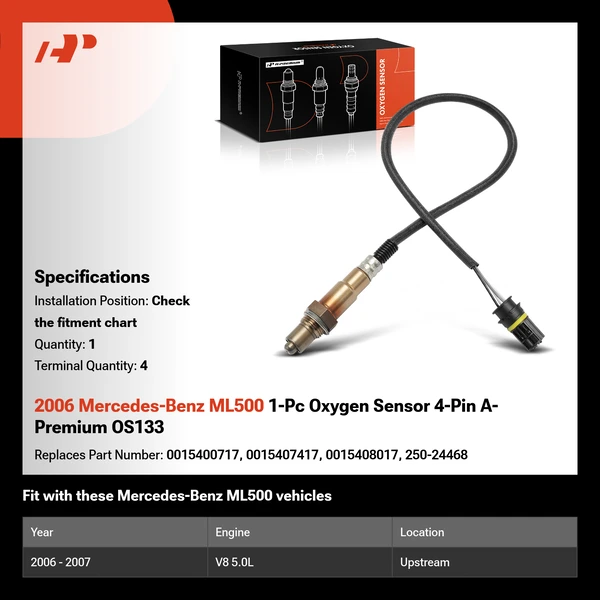 2006 Mercedes-Benz ML500 1-Pc Oxygen Sensor 4-Pin A-Premium OS133