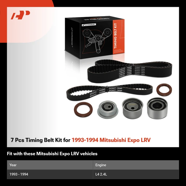 7 Pcs Timing Belt Kit for 1993-1994 Mitsubishi Expo LRV