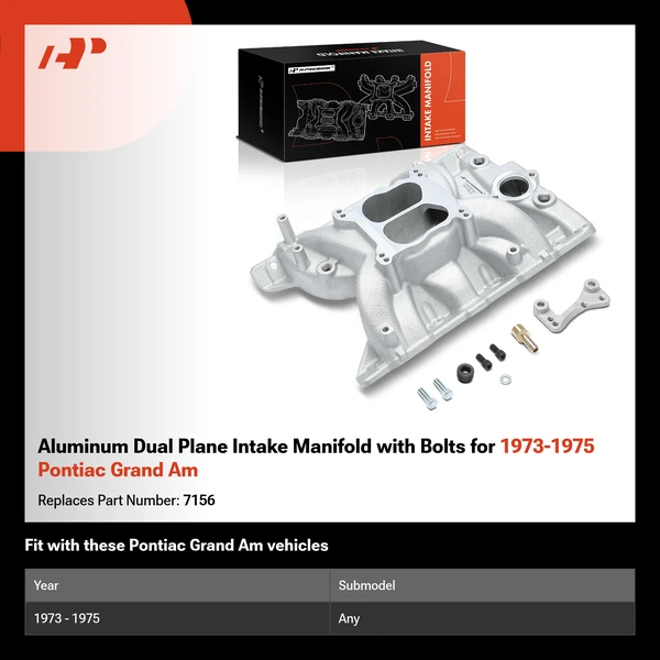 Aluminum Dual Plane Intake Manifold with Bolts for 1973-1975 Pontiac Grand Am