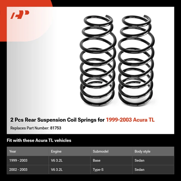 2 Pcs Rear Suspension Coil Springs for 1999-2003 Acura TL