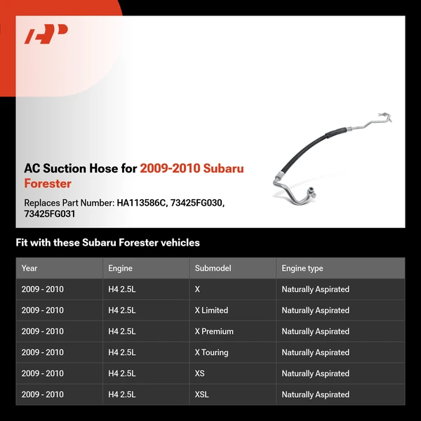 AC Suction Hose for 2009-2010 Subaru Forester