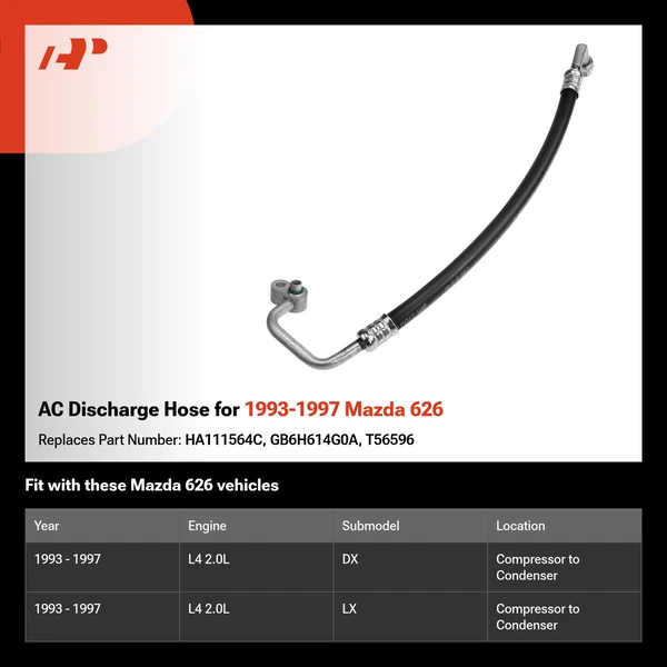 AC Discharge Hose for 1993-1997 Mazda 626