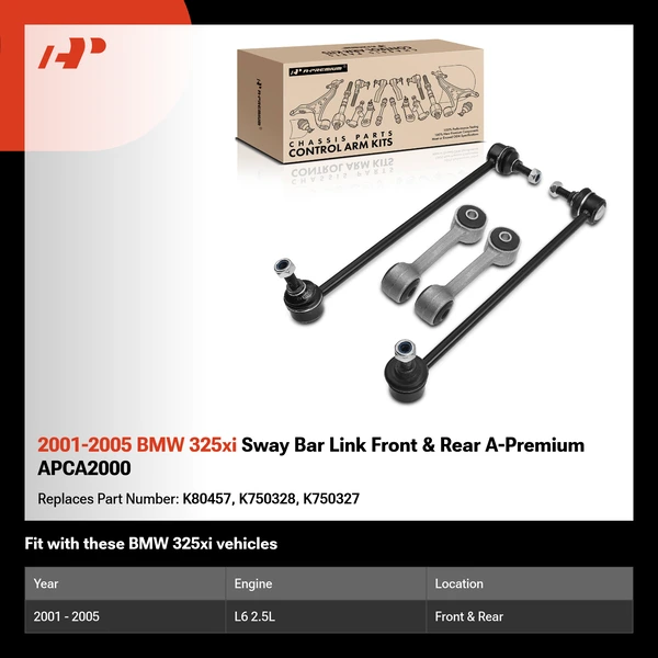 2001-2005 BMW 325xi Sway Bar Link Front & Rear A-Premium APCA2000