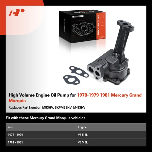 High Volume Engine Oil Pump for 1978-1979 1981 Mercury Grand Marquis