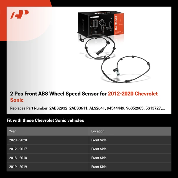 2 Pcs Front ABS Wheel Speed Sensor for 2012-2020 Chevrolet Sonic