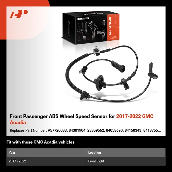 Front Passenger ABS Wheel Speed Sensor for 2017-2022 GMC Acadia