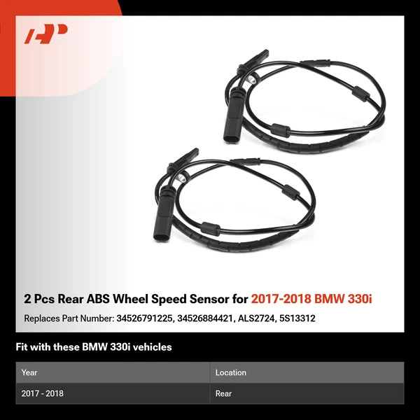 2 Pcs Rear ABS Wheel Speed Sensor for 2017-2018 BMW 330i