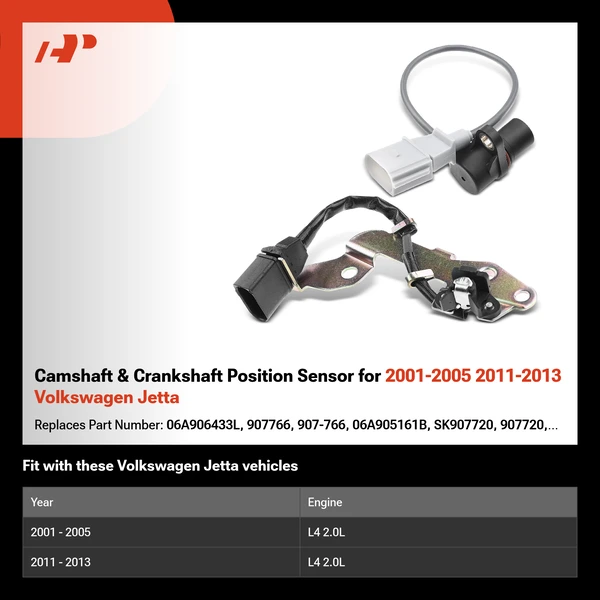 Camshaft & Crankshaft Position Sensor for 2001-2005 2011-2013 Volkswagen Jetta