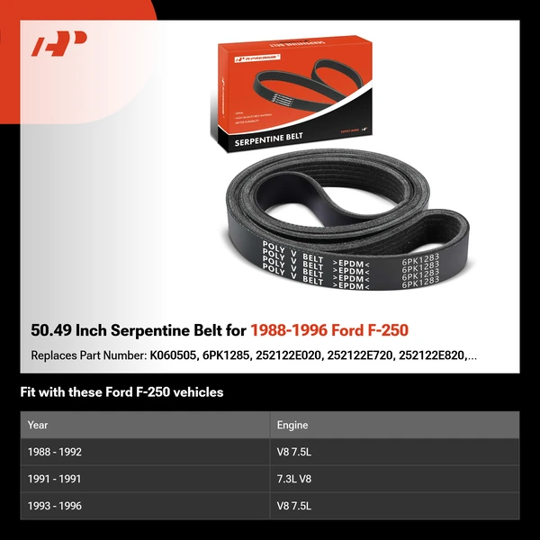 50.49 Inch Serpentine Belt for 1988-1996 Ford F-250