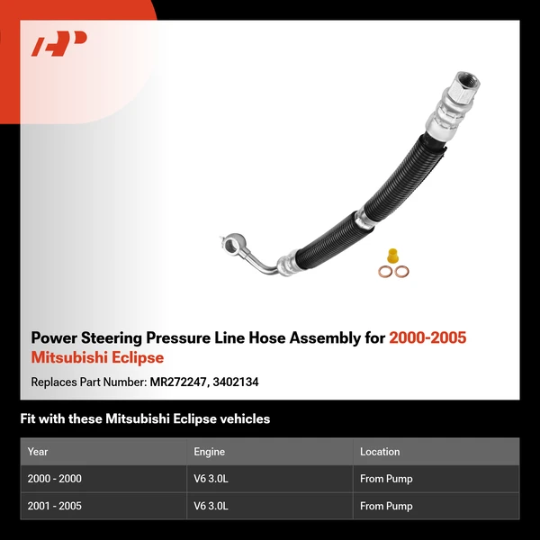 Power Steering Pressure Line Hose Assembly for 2000-2005 Mitsubishi Eclipse