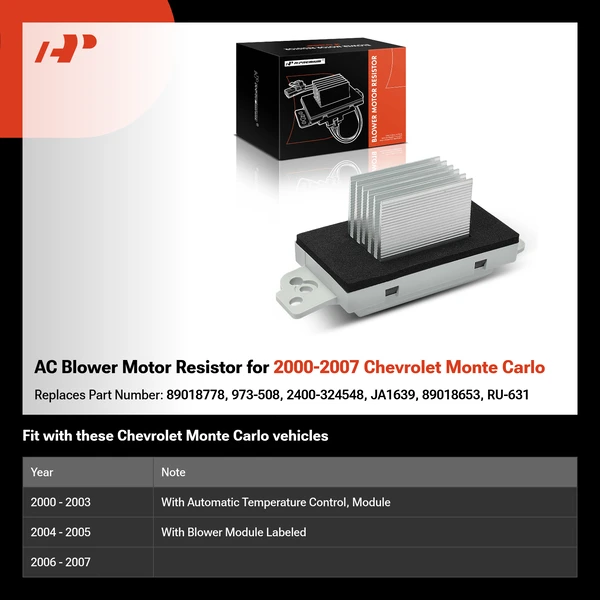 AC Blower Motor Resistor for 2000-2007 Chevrolet Monte Carlo