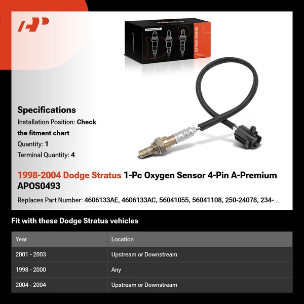 1998-2004 Dodge Stratus 1-Pc Oxygen Sensor 4-Pin A-Premium APOS0493