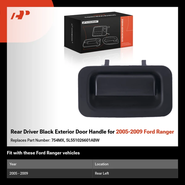 Rear Driver Black Exterior Door Handle for 2005-2009 Ford Ranger