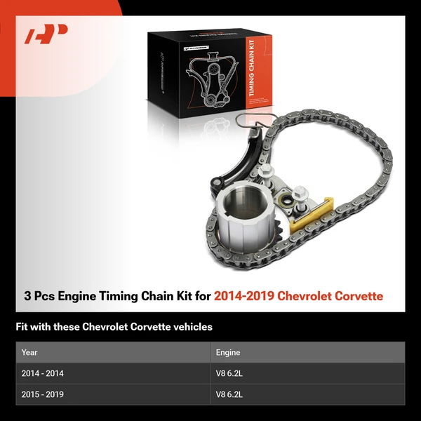 3 Pcs Engine Timing Chain Kit for 2014-2019 Chevrolet Corvette