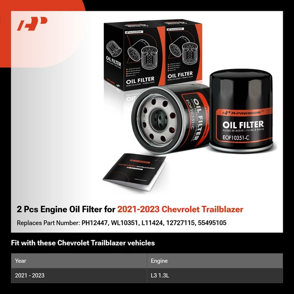 2 Pcs Engine Oil Filter for 2021-2023 Chevrolet Trailblazer