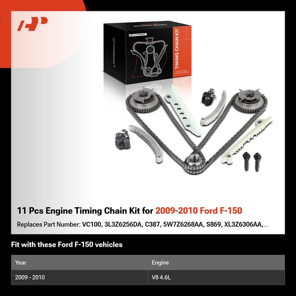 11 Pcs Engine Timing Chain Kit for 2009-2010 Ford F-150