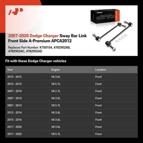 2007-2020 Dodge Charger Sway Bar Link Front Side A-Premium APCA2012