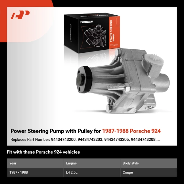 Power Steering Pump with Pulley for 1987-1988 Porsche 924